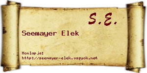 Seemayer Elek névjegykártya